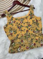 Georgette Silk Beige Traditional Wear Embroidery Work Crop Top
